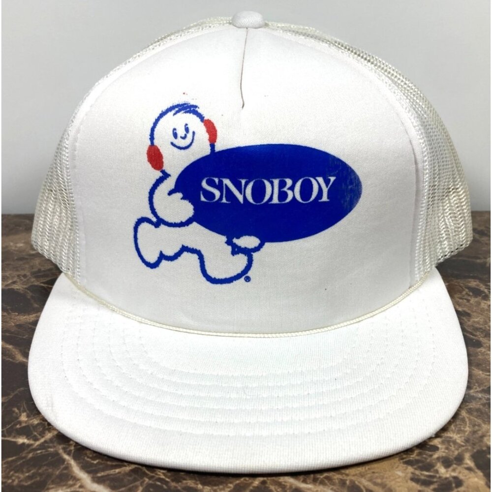 Snoboy Logo Vintage 80s Snapback Hat Trucker Farm Baseball Cap Apples Produce